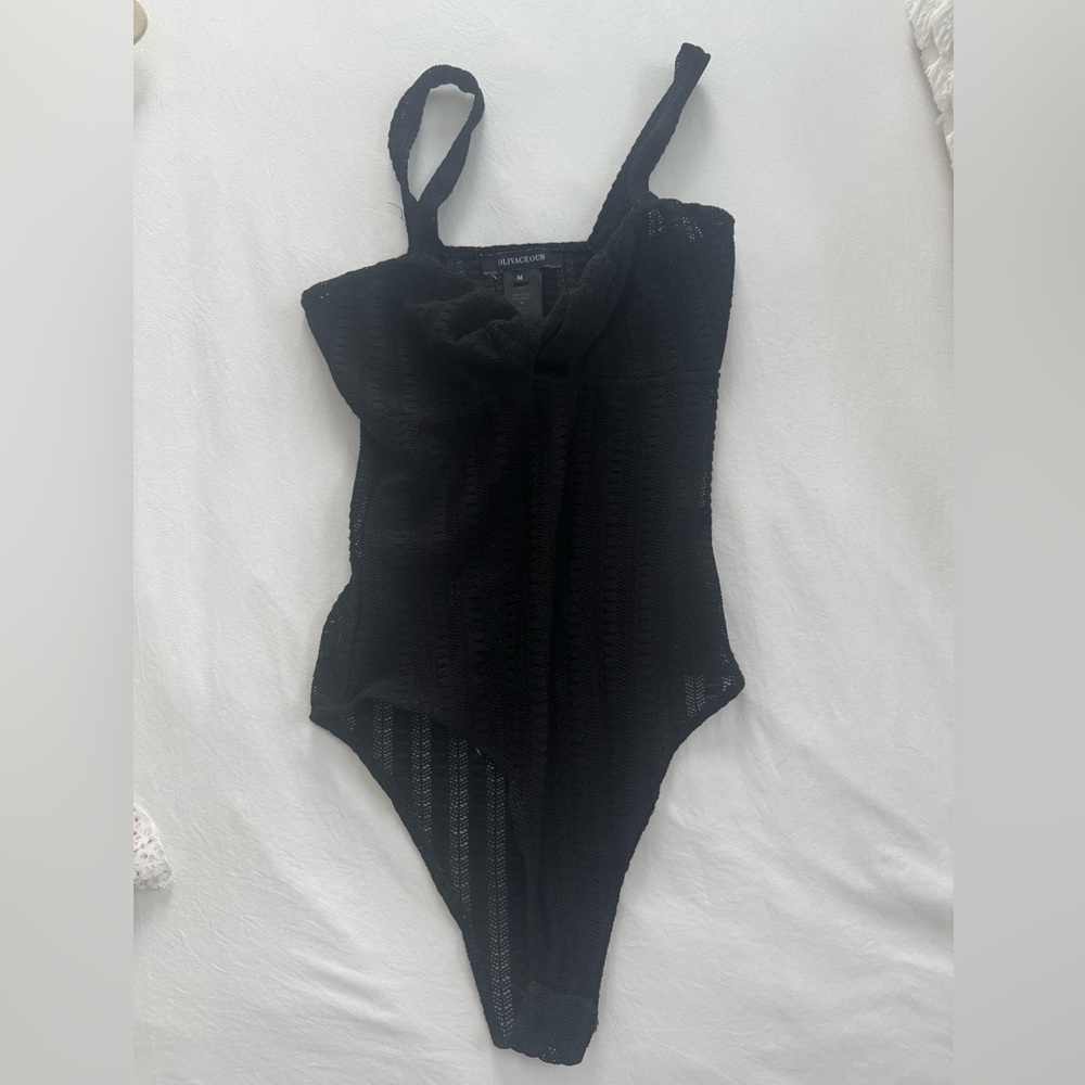 Olivaceous Black Lace Bodysuit